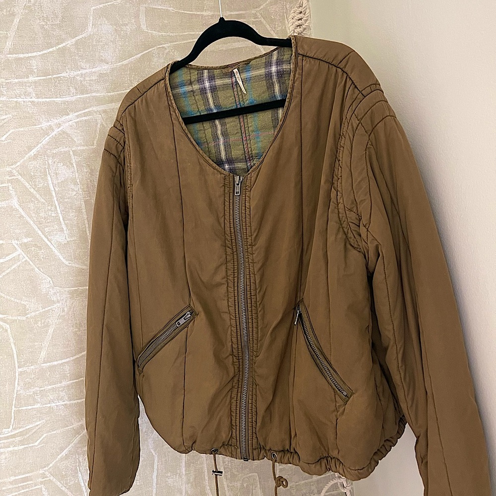 FREE PEOPLE HUNTER GREEN PLAID JACKET